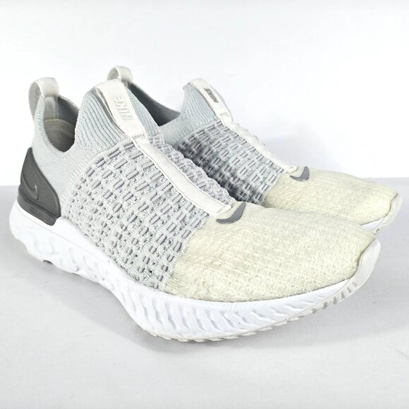Nike React Phantom Run Flyknit 2 CJ0280-100 Women’s 8 White Silver Running Shoes - Picture 1 of 15